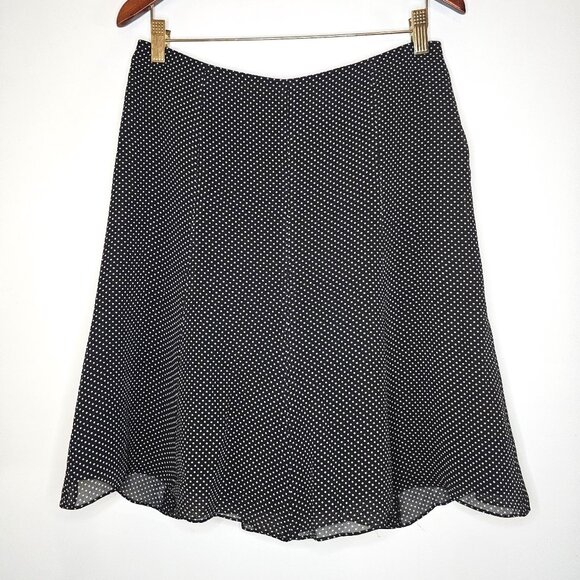 Express 100% Silk Polka Dot Flowy Knee Length A-Line Skirt 6 - Picture 1 of 7